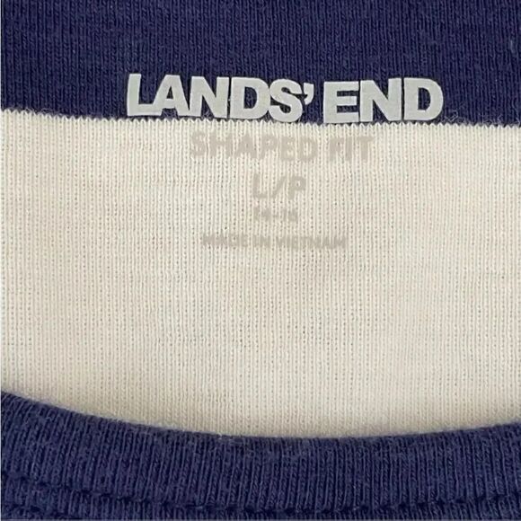 Lands’ End Stripped Blue White Crewneck Cottton Womens Long Sleeves Top SZ LP - Picture 9 of 13
